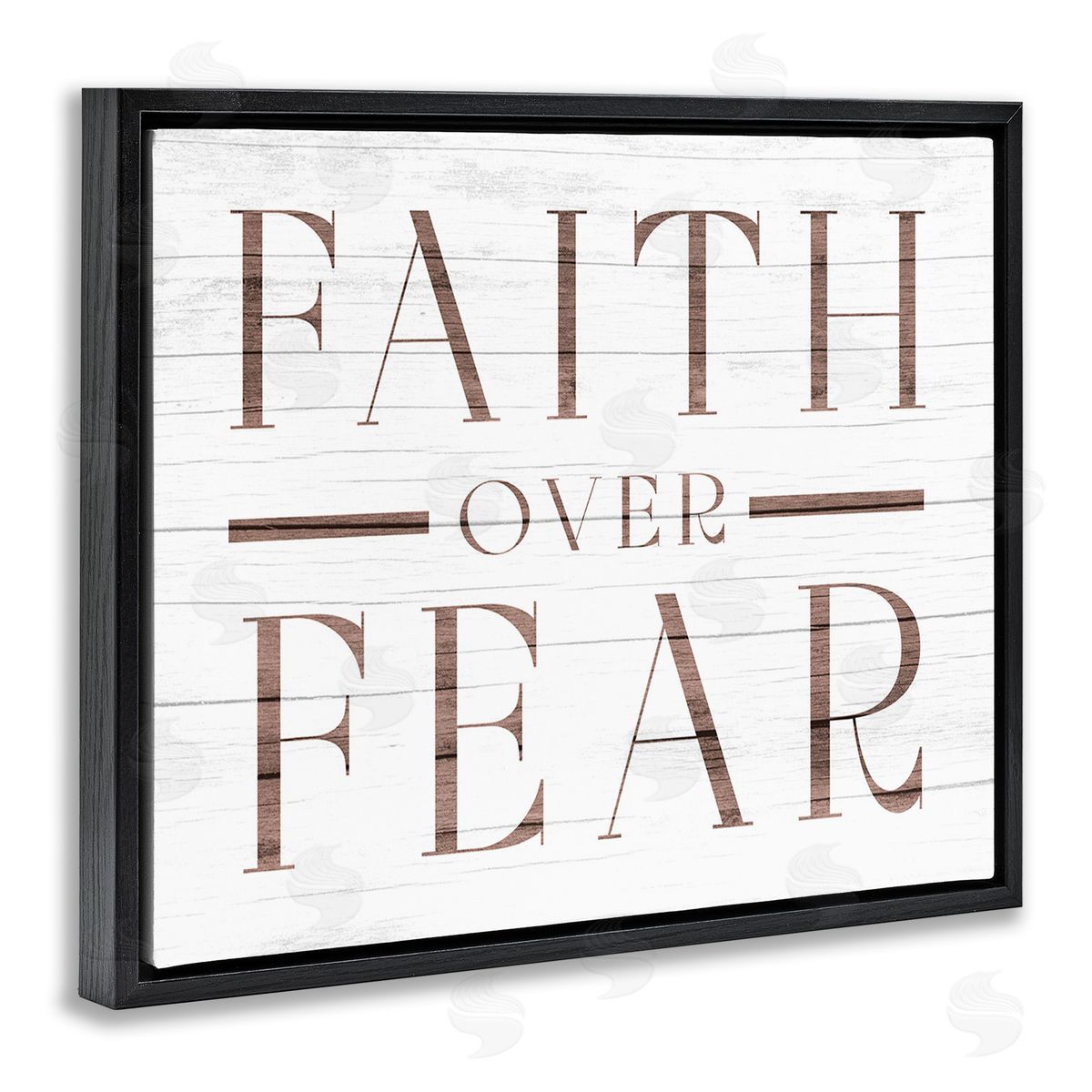 Stupell Studio Rustic Faith Over Fear Black Floating Frame Canvas Wall Art Print