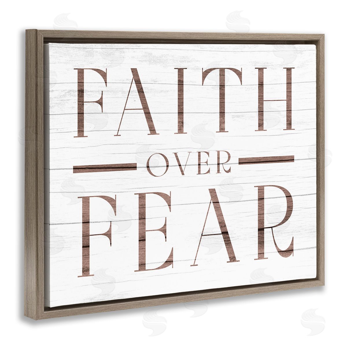 Stupell Studio Rustic Faith Over Fear Brown Floating Frame Canvas Wall Art Print