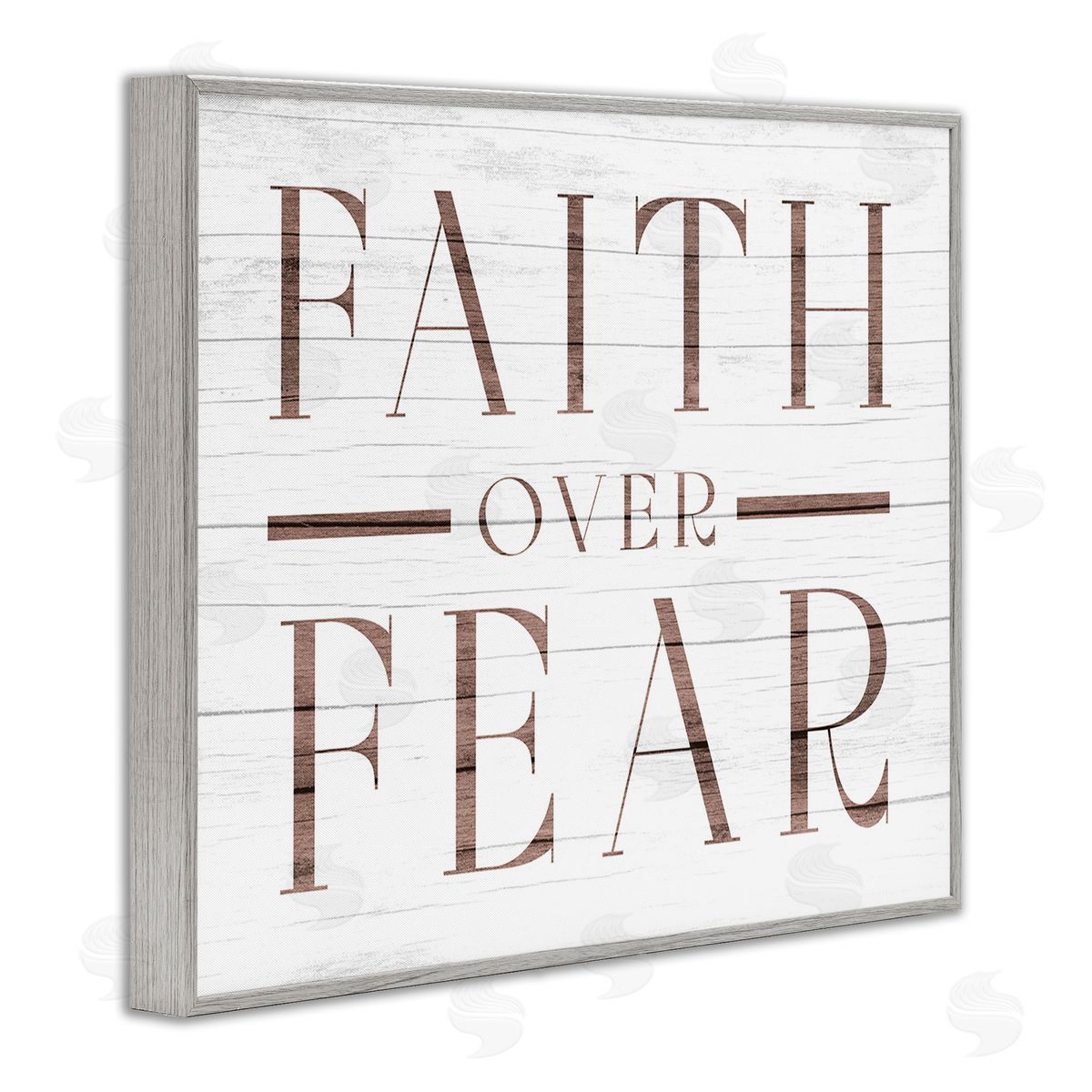 Stupell Studio Rustic Faith Over Fear Gray Framed Giclee Wall Art Print