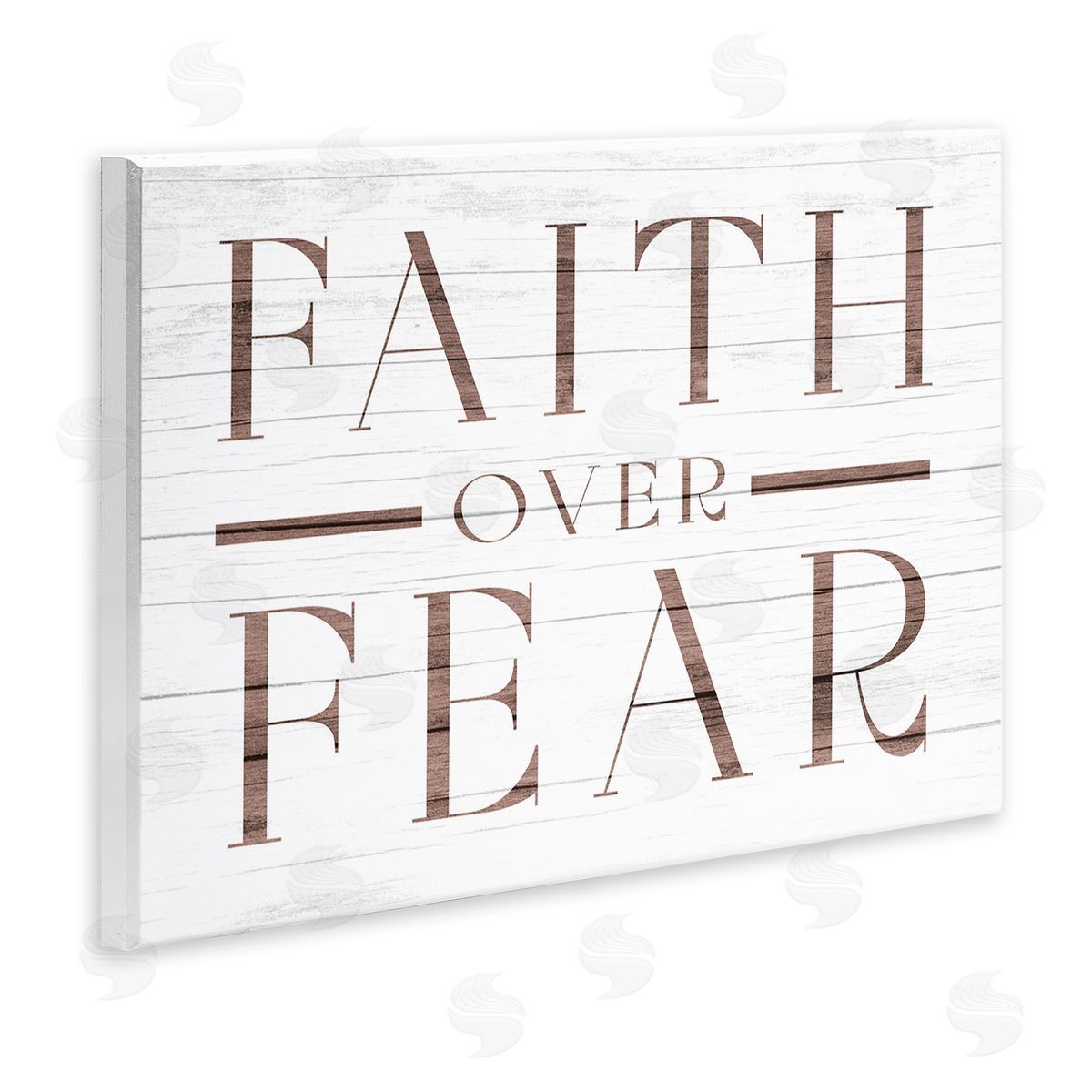 Stupell Studio Rustic Faith Over Fear Wooden Wall Plaque Art Print