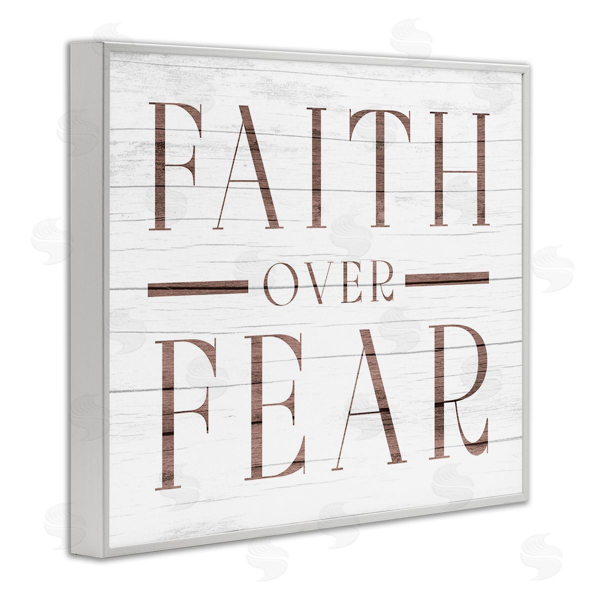 Stupell Studio Rustic Faith Over Fear White Framed Giclee Wall Art Print