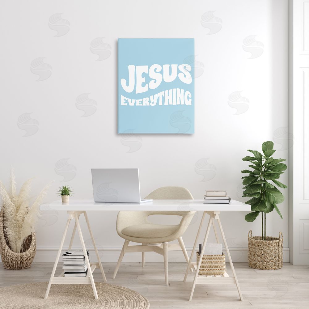Stupell Studio Jesus Everything Phrase Canvas Wall Art Print in Room