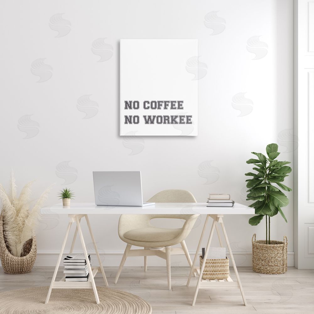 Stupell Studio Funny No Coffee Phrase Canvas Wall Art Print in Room
