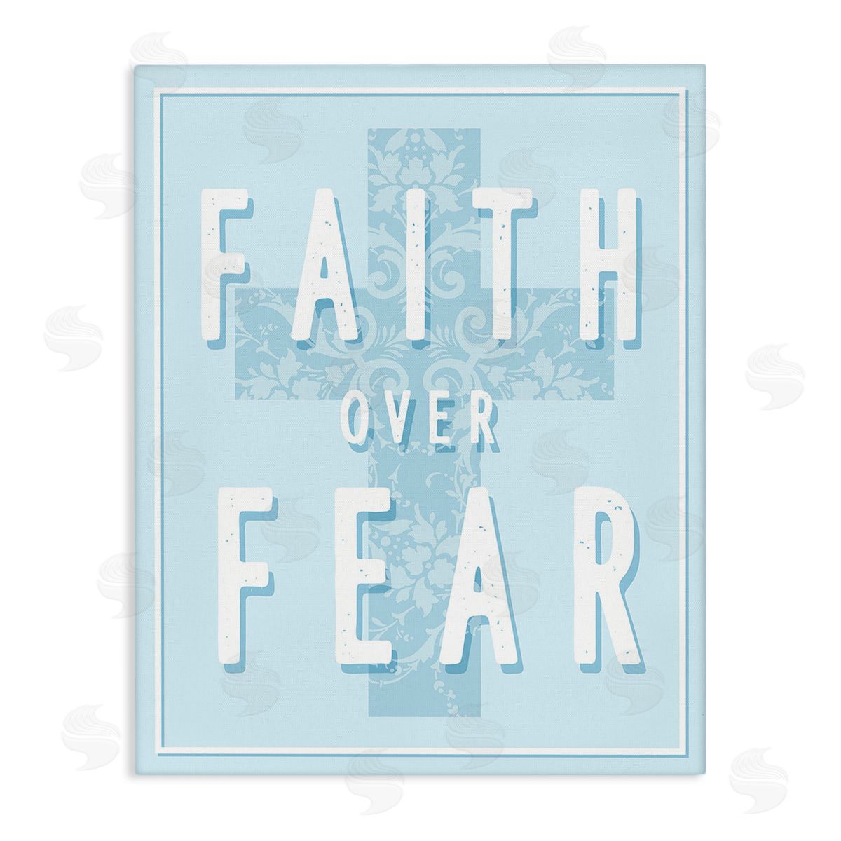 Stupell Studio Blue Faith Over Fear Canvas Wall Art Print