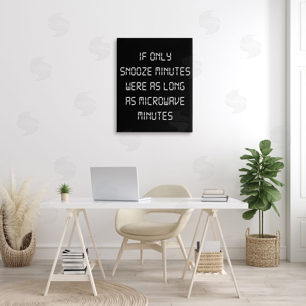 Stupell Studio Snooze Vs Microwave Minutes Canvas Wall Art Print in Room