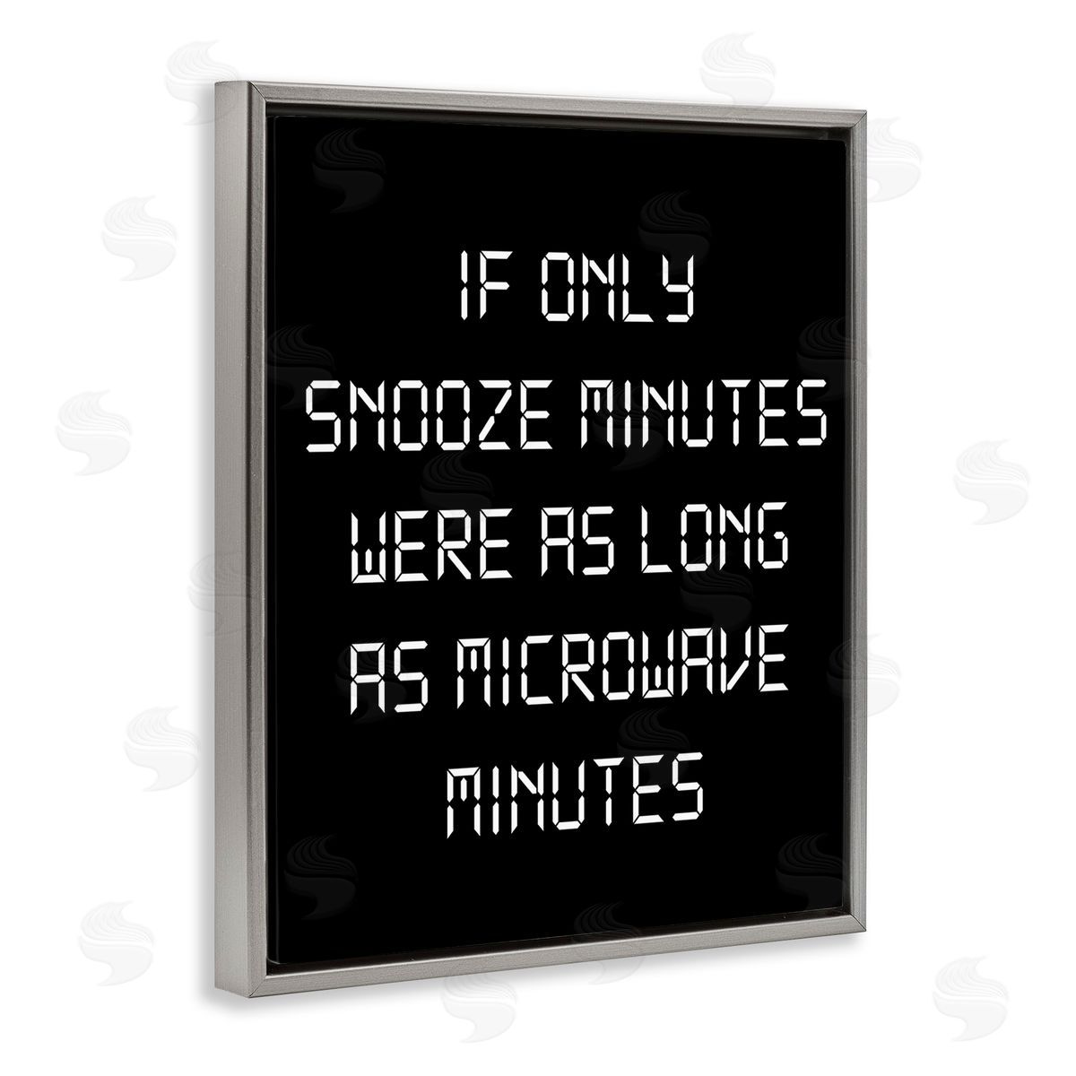 Stupell Studio Snooze Vs Microwave Minutes Gray Floating Frame Canvas Wall Art Print