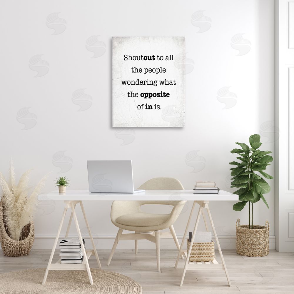 Stupell Studio Funny Out In Phrase Canvas Wall Art Print in Room
