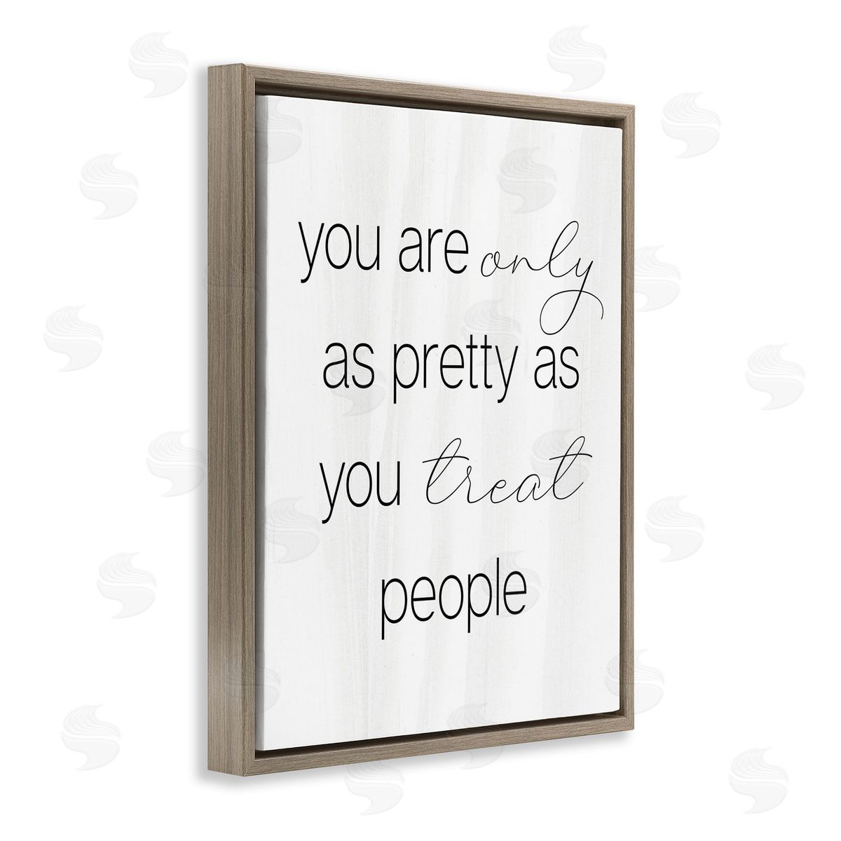 Stupell Studio Pretty As You Treat People Brown Floating Frame Canvas Wall Art Print