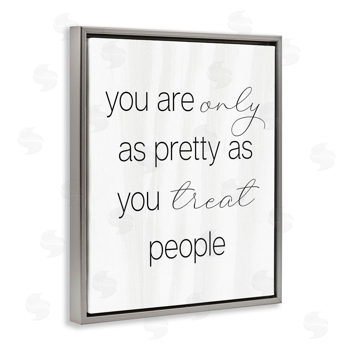 Stupell Studio Pretty As You Treat People Gray Floating Frame Canvas Wall Art Print