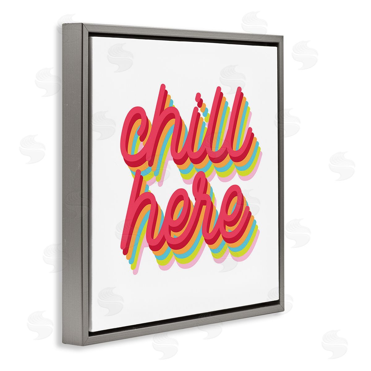 Stupell Studio Retro Chill Here Gray Floating Frame Canvas Wall Art Print