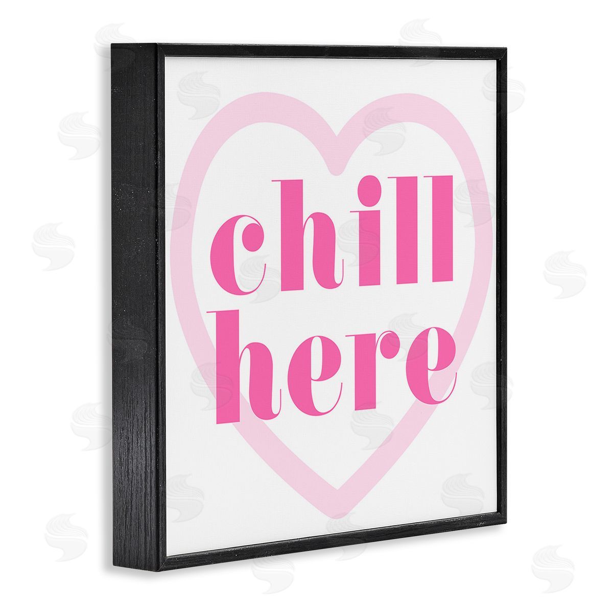 Stupell Studio Chill Here with Heart Black Framed Giclee Wall Art Print