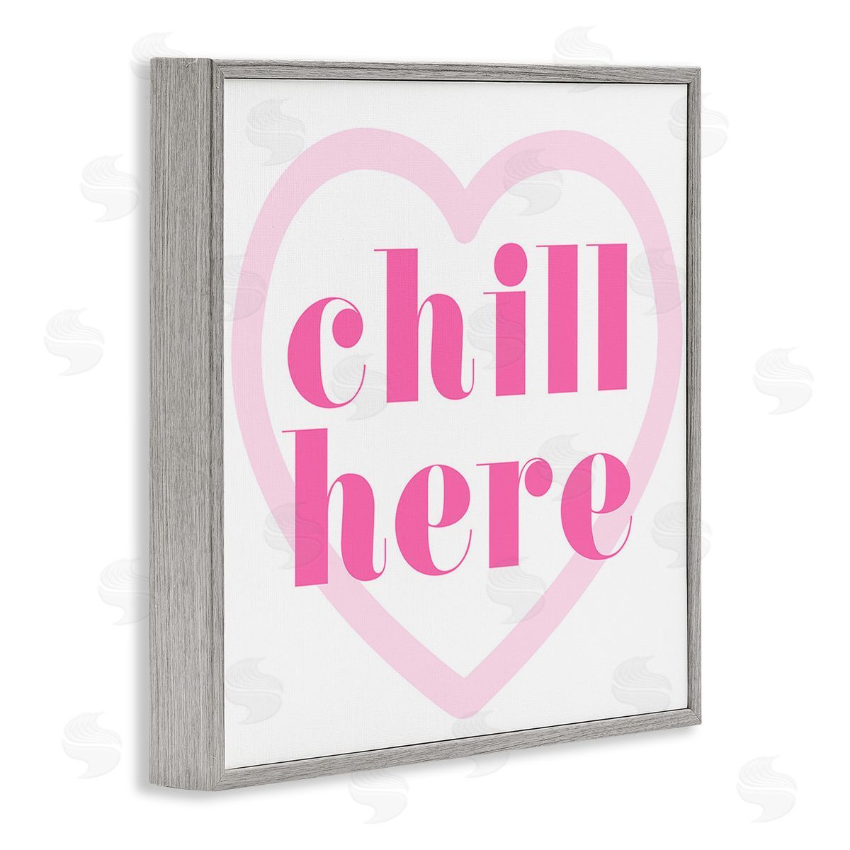 Stupell Studio Chill Here with Heart Gray Framed Giclee Wall Art Print