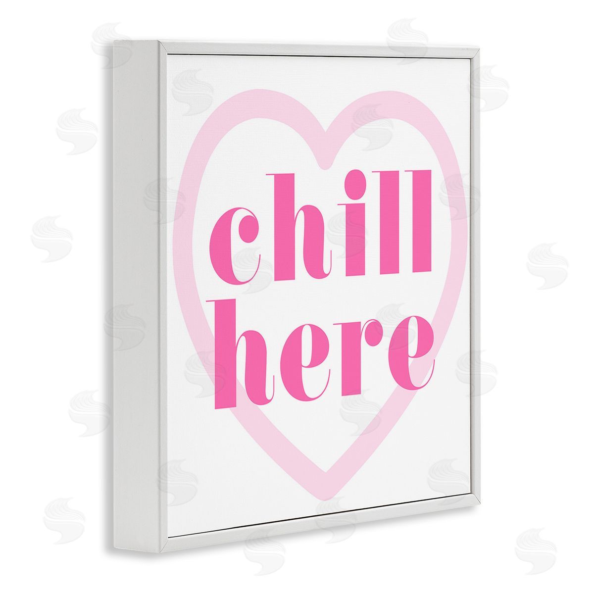 Stupell Studio Chill Here with Heart White Framed Giclee Wall Art Print