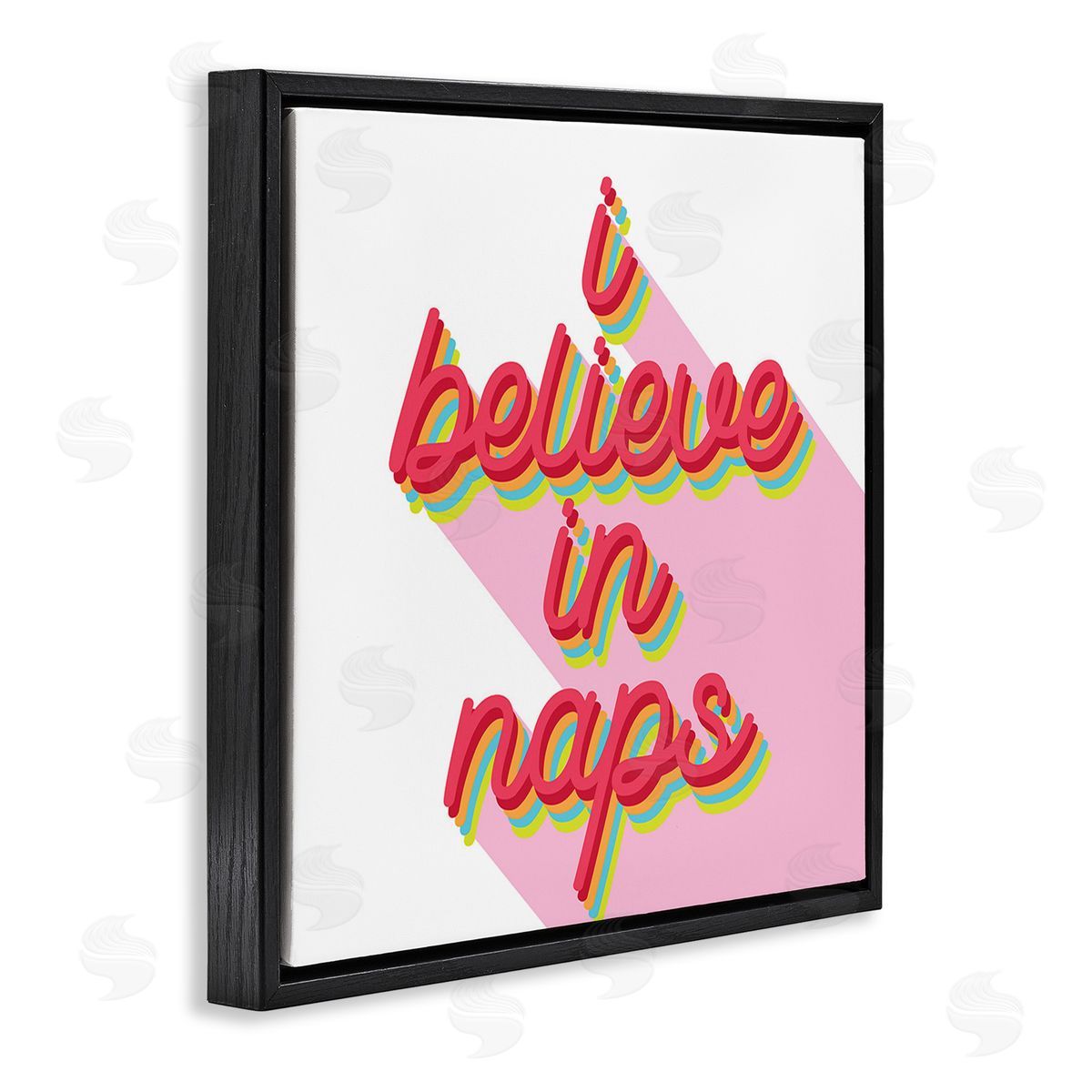 Stupell Studio Retro Believe In Naps Black Floating Frame Canvas Wall Art Print