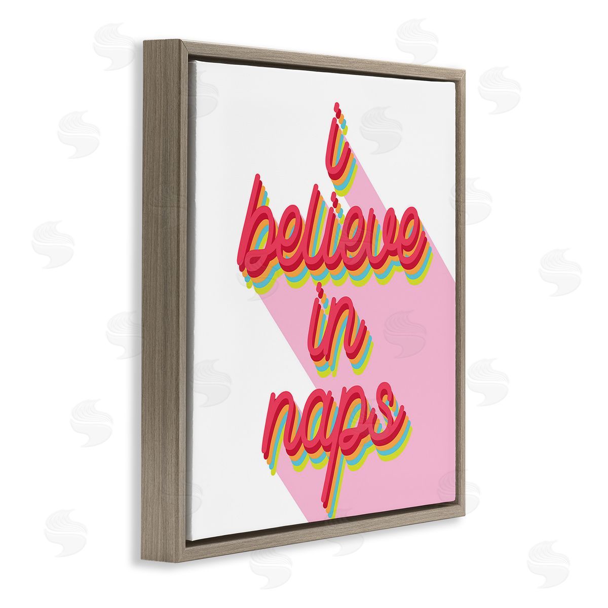 Stupell Studio Retro Believe In Naps Brown Floating Frame Canvas Wall Art Print