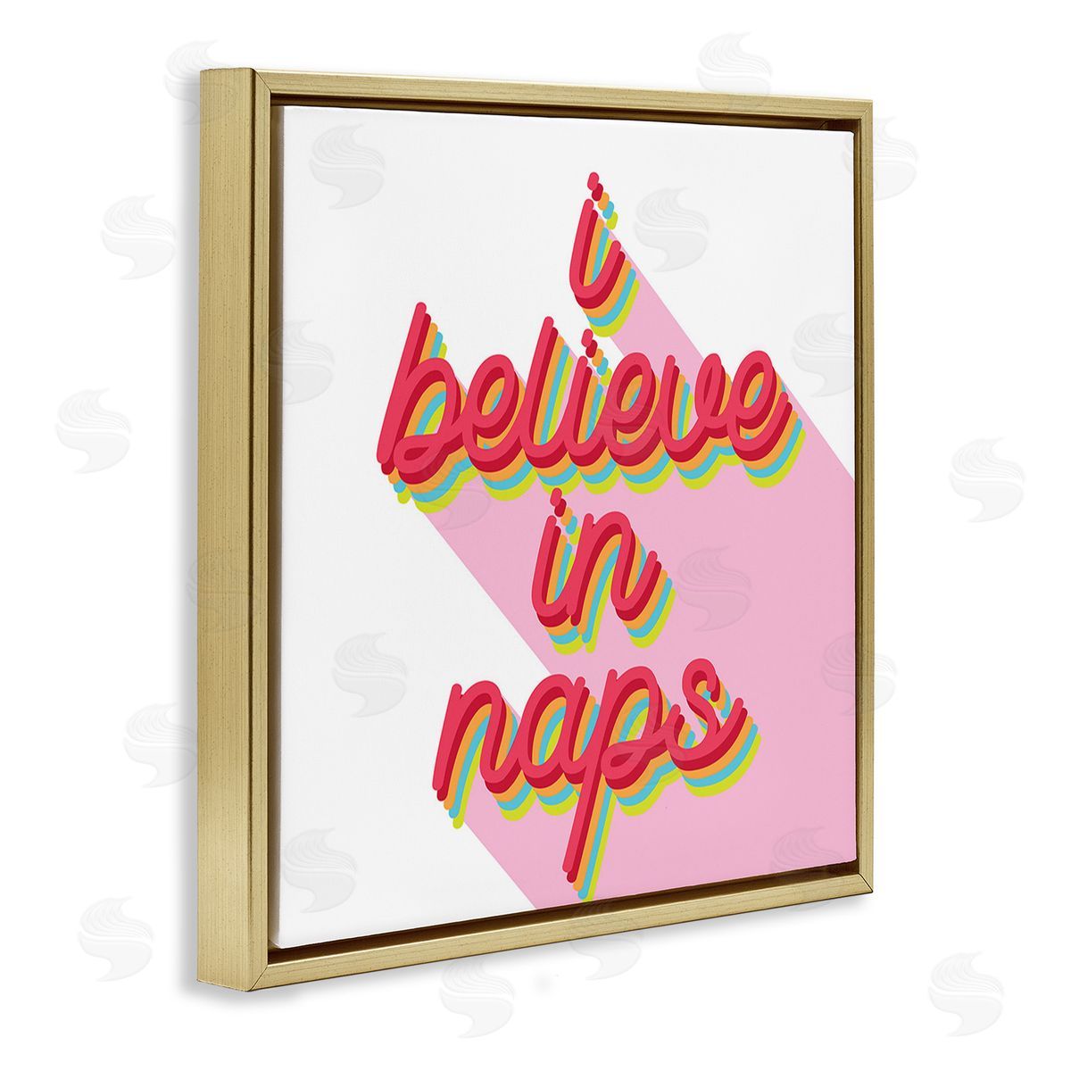 Stupell Studio Retro Believe In Naps Gold Floating Frame Canvas Wall Art Print