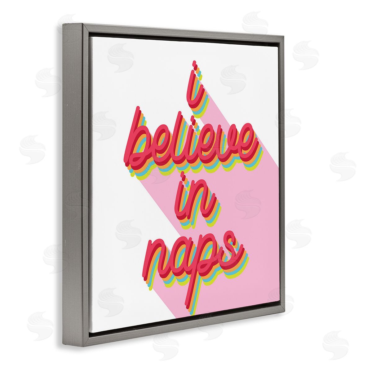 Stupell Studio Retro Believe In Naps Gray Floating Frame Canvas Wall Art Print