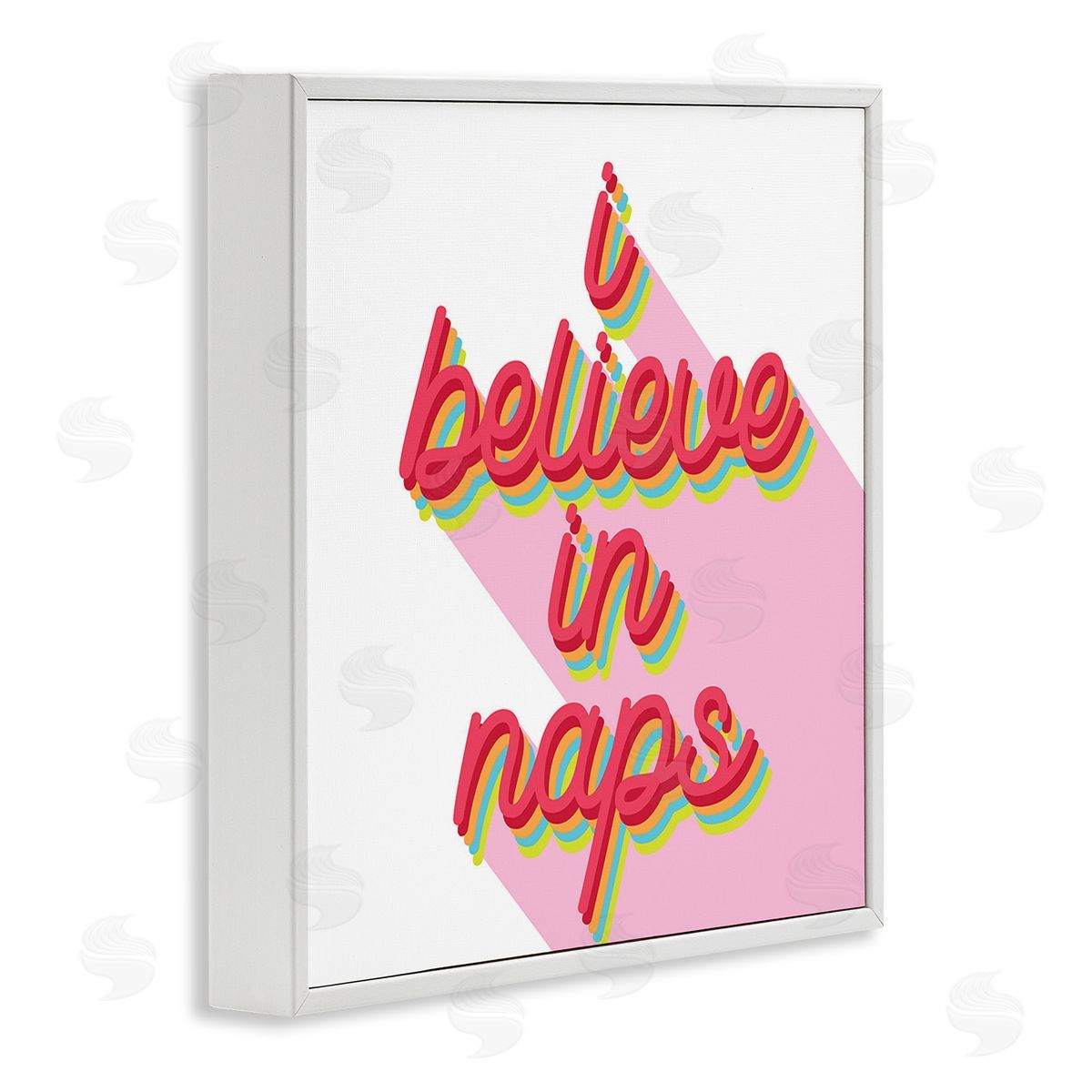 Stupell Studio Retro Believe In Naps White Framed Giclee Wall Art Print