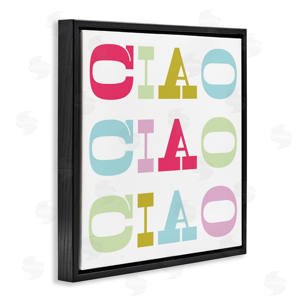 Stupell Studio Patterned Ciao Typography Black Floating Frame Canvas Wall Art Print