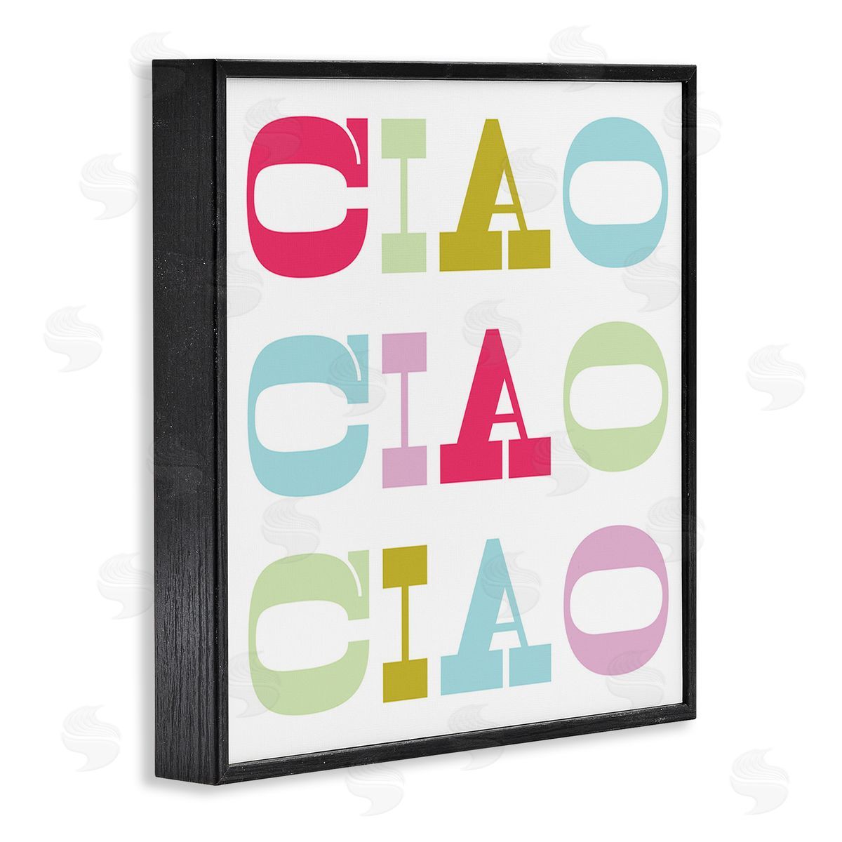 Stupell Studio Patterned Ciao Typography Black Framed Giclee Wall Art Print