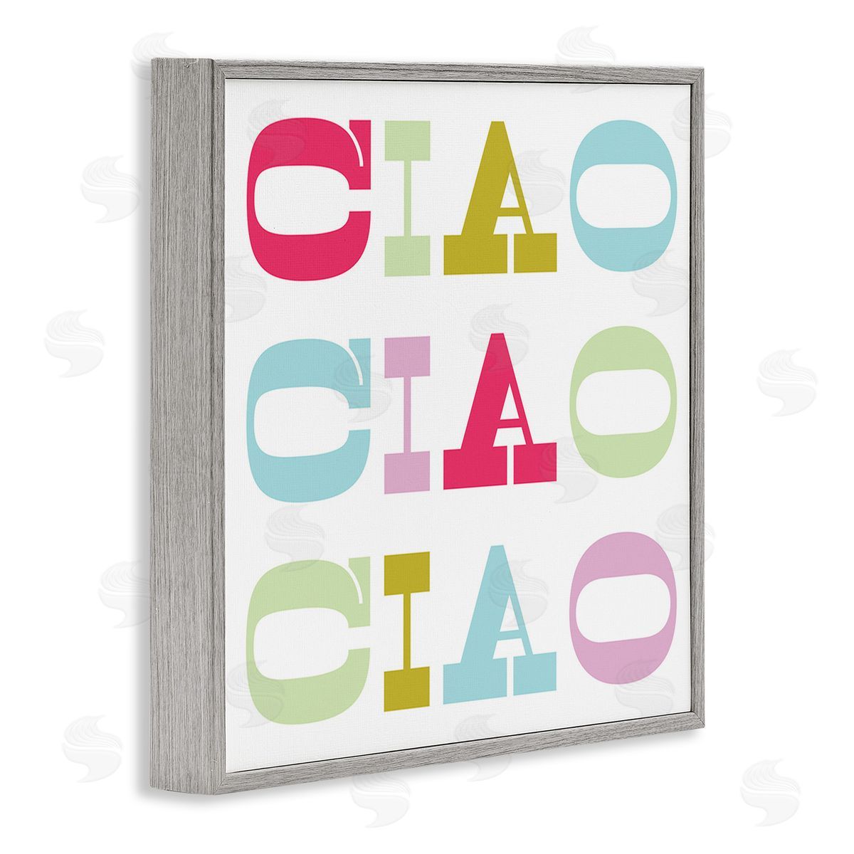 Stupell Studio Patterned Ciao Typography Gray Framed Giclee Wall Art Print