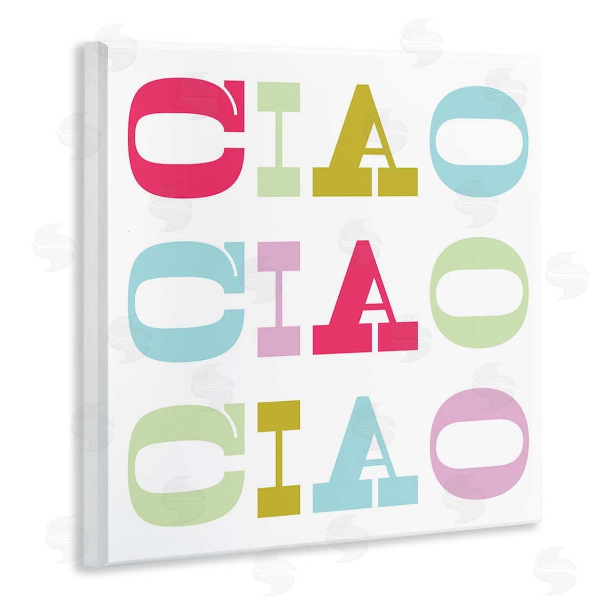 Stupell Studio Patterned Ciao Typography Wooden Wall Plaque Art Print