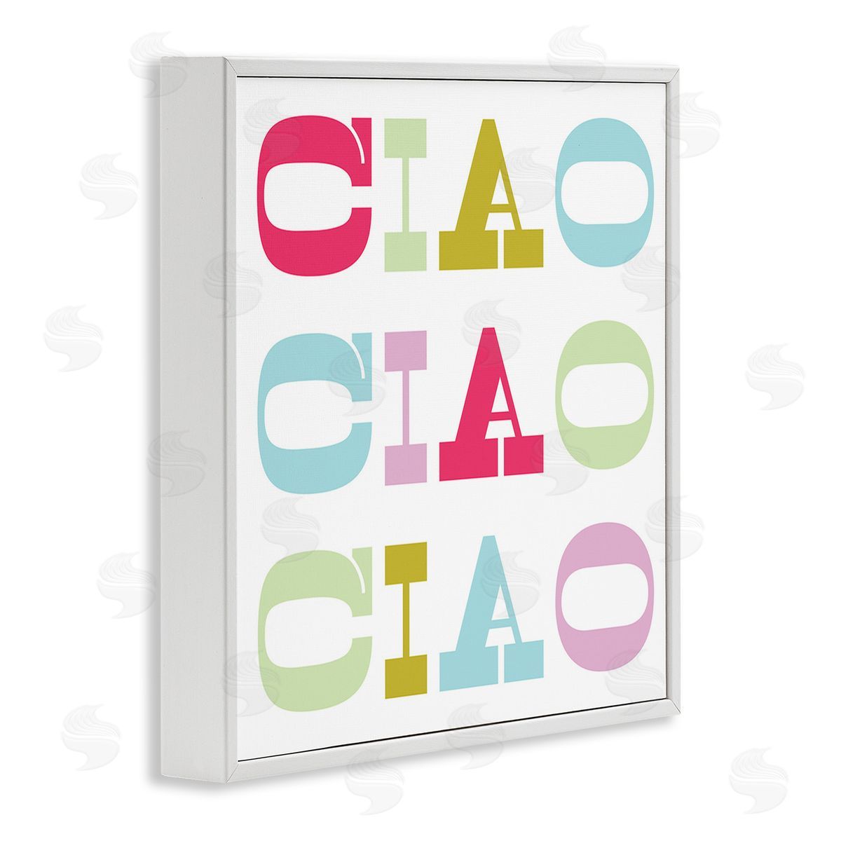 Stupell Studio Patterned Ciao Typography White Framed Giclee Wall Art Print