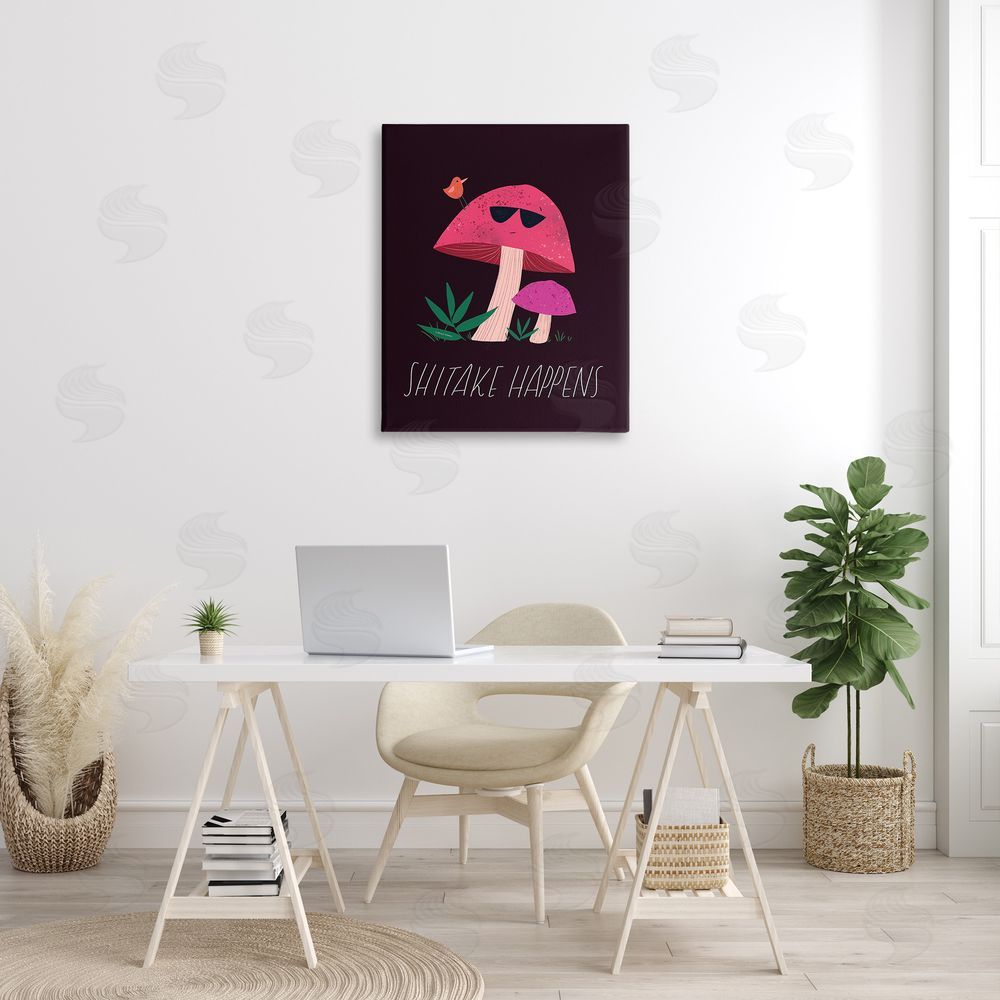 Rachel Nieman Shitake Happens Mushroom Canvas Wall Art Print in Room