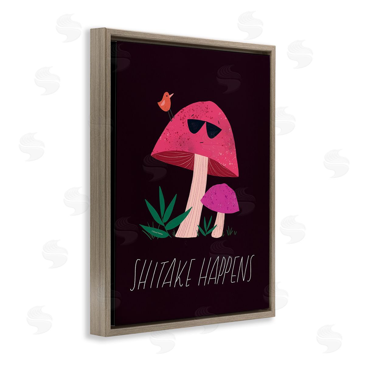 Rachel Nieman Shitake Happens Mushroom Brown Floating Frame Canvas Wall Art Print