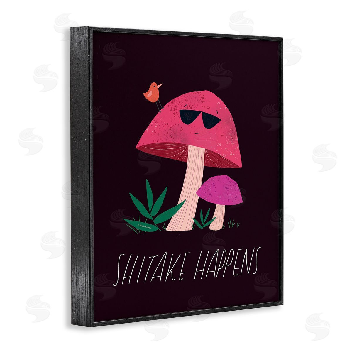 Rachel Nieman Shitake Happens Mushroom Black Framed Giclee Wall Art Print