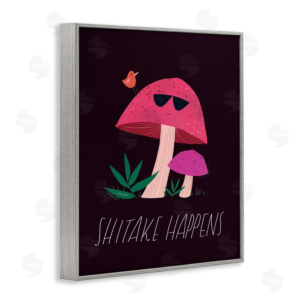 Rachel Nieman Shitake Happens Mushroom Gray Framed Giclee Wall Art Print