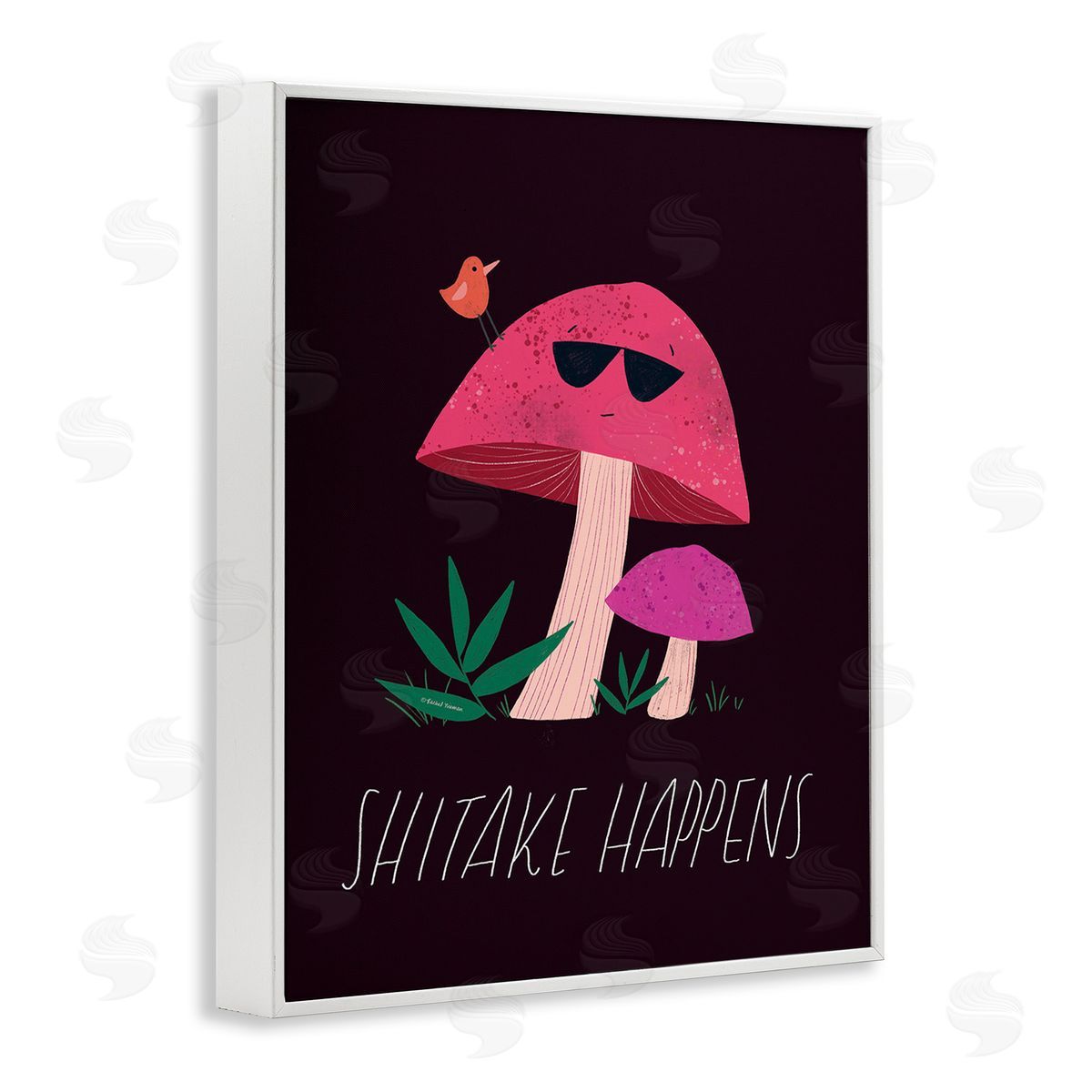 Rachel Nieman Shitake Happens Mushroom White Framed Giclee Wall Art Print