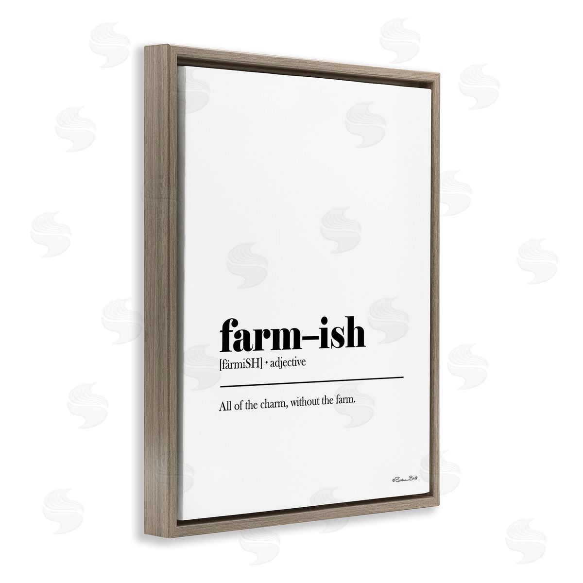 Susan Ball Farm-ish Funny Definition Brown Floating Frame Canvas Wall Art Print