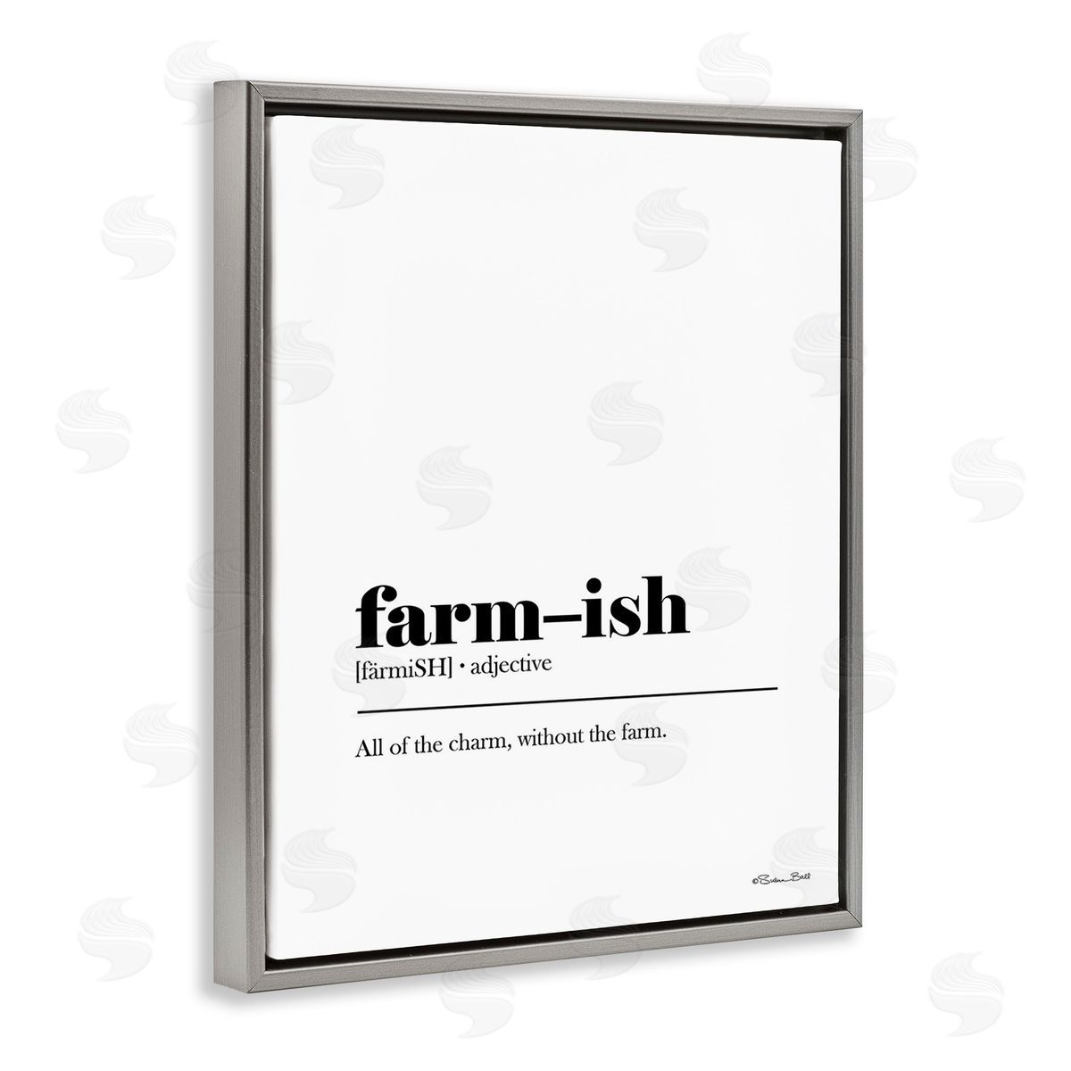 Susan Ball Farm-ish Funny Definition Gray Floating Frame Canvas Wall Art Print