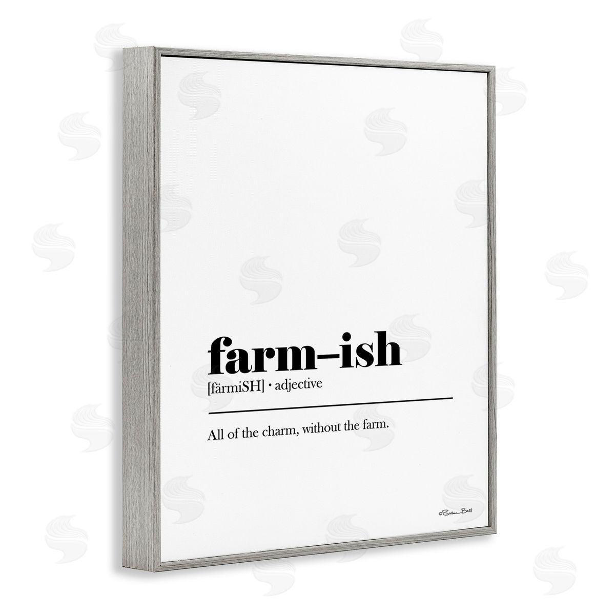 Susan Ball Farm-ish Funny Definition Gray Framed Giclee Wall Art Print