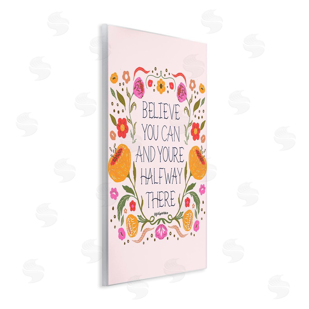 Glad You're Here Co. Inspiring Believe with Florals Wooden Wall Plaque Art Print