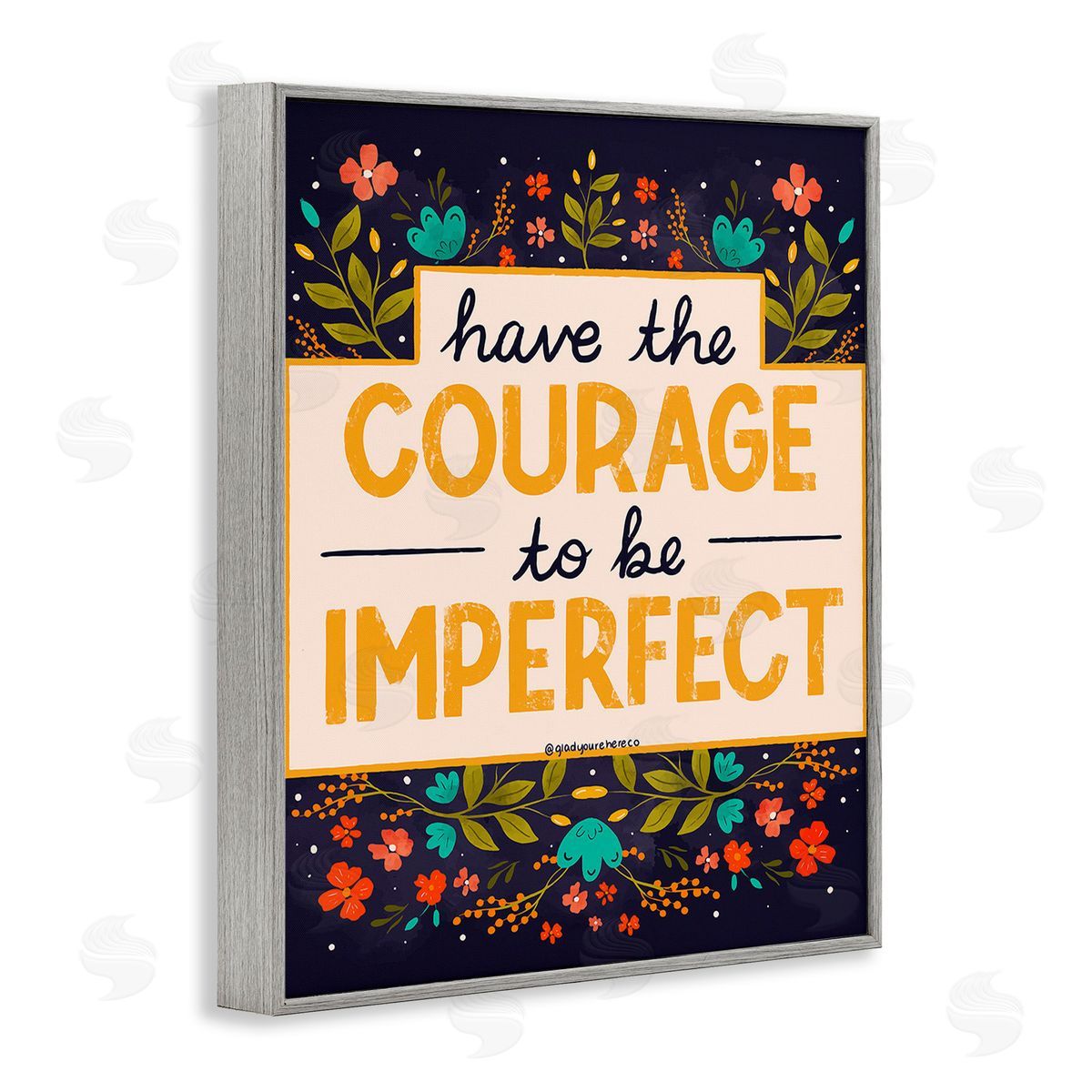 Glad You're Here Co. Courage To Be Imperfect Gray Framed Giclee Wall Art Print