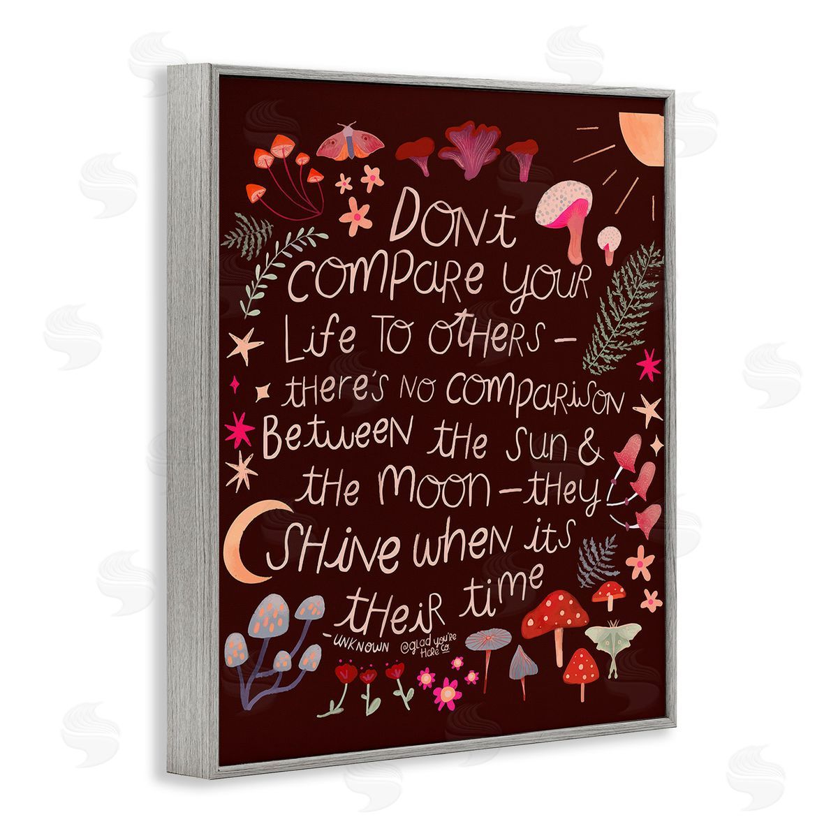 Glad You're Here Co. Inspirational Nature Quote Gray Framed Giclee Wall Art Print