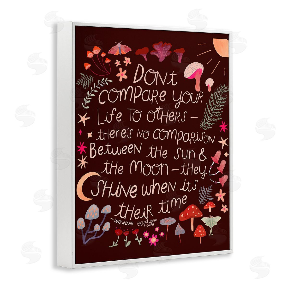 Glad You're Here Co. Inspirational Nature Quote White Framed Giclee Wall Art Print