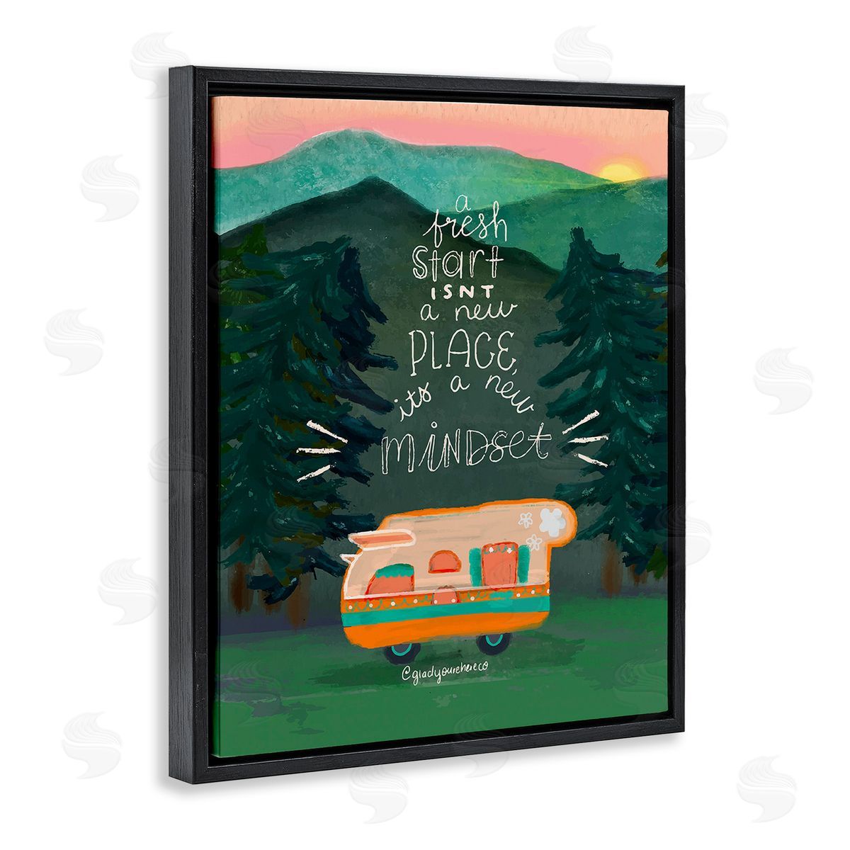 Glad You're Here Co. Fresh Start New Mindset Black Floating Frame Canvas Wall Art Print