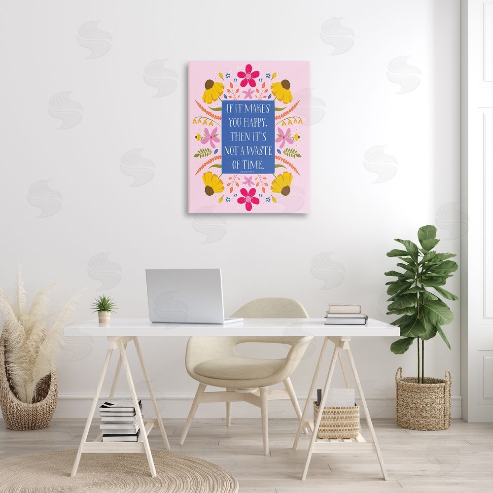 Glad You're Here Co. Floral Makes You Happy Canvas Wall Art Print in Room