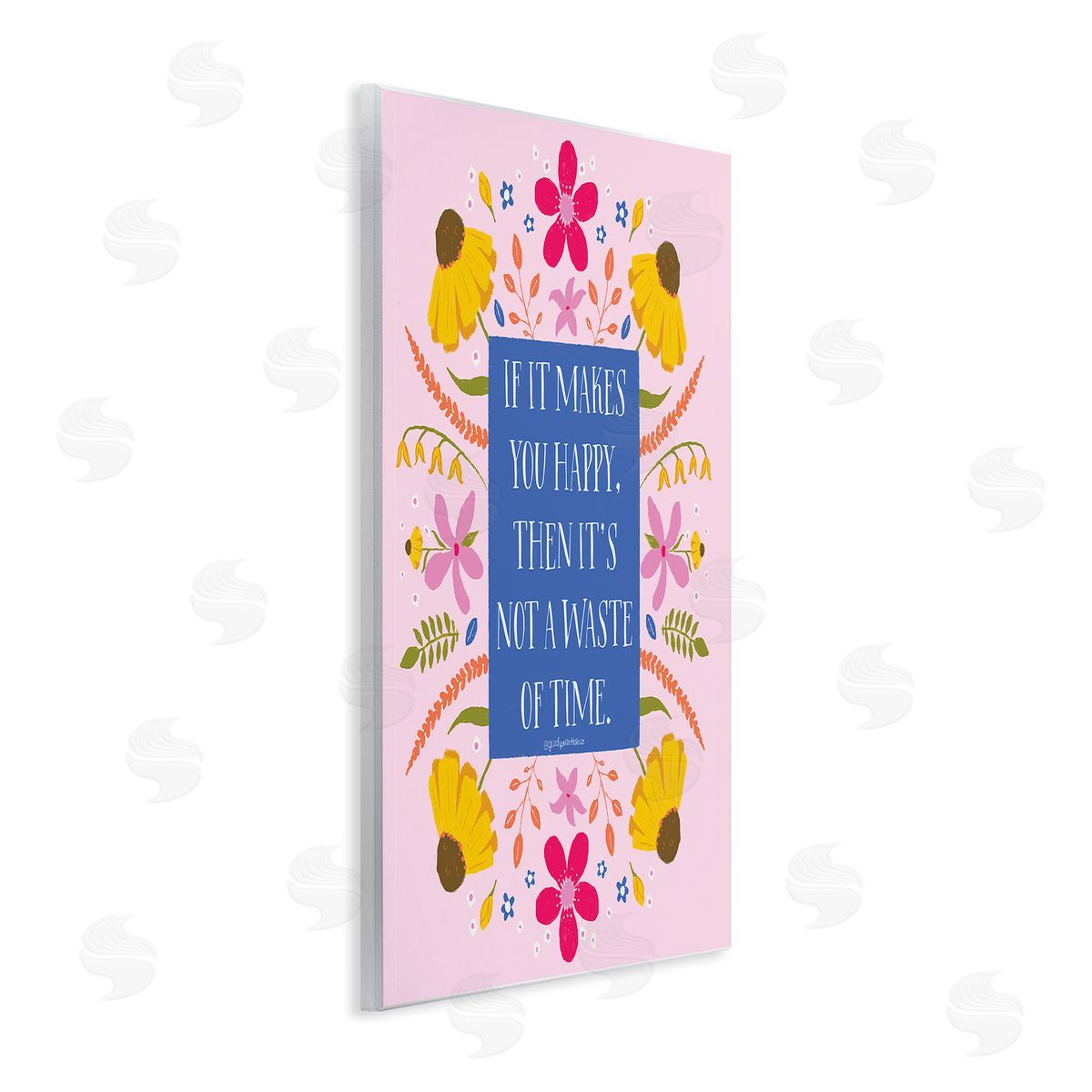 Glad You're Here Co. Floral Makes You Happy Wooden Wall Plaque Art Print