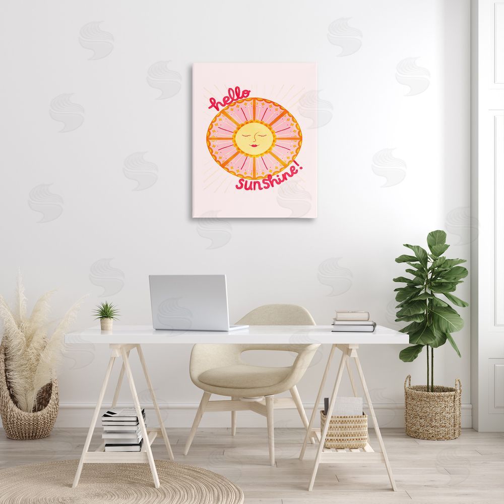 Glad You're Here Co. Geometric Hello Sunshine Canvas Wall Art Print in Room