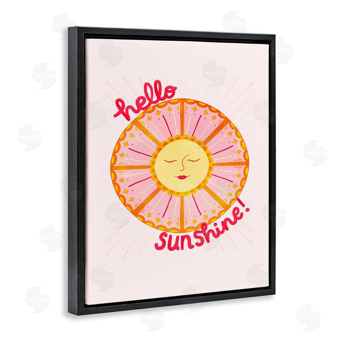 Glad You're Here Co. Geometric Hello Sunshine Black Floating Frame Canvas Wall Art Print