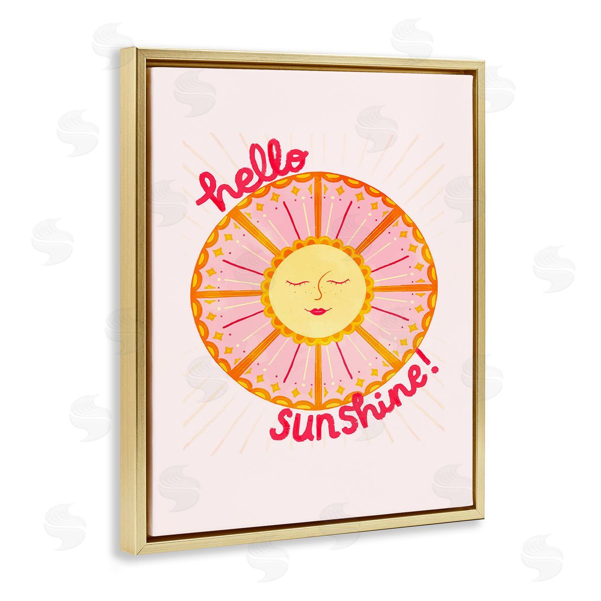 Glad You're Here Co. Geometric Hello Sunshine Gold Floating Frame Canvas Wall Art Print