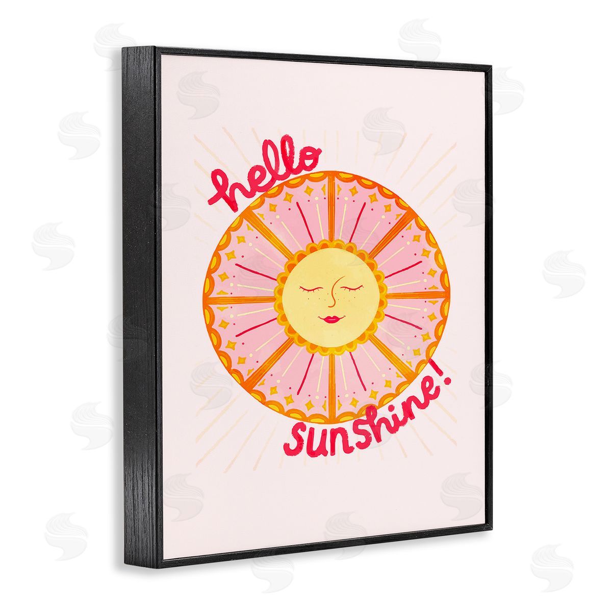 Glad You're Here Co. Geometric Hello Sunshine Black Framed Giclee Wall Art Print
