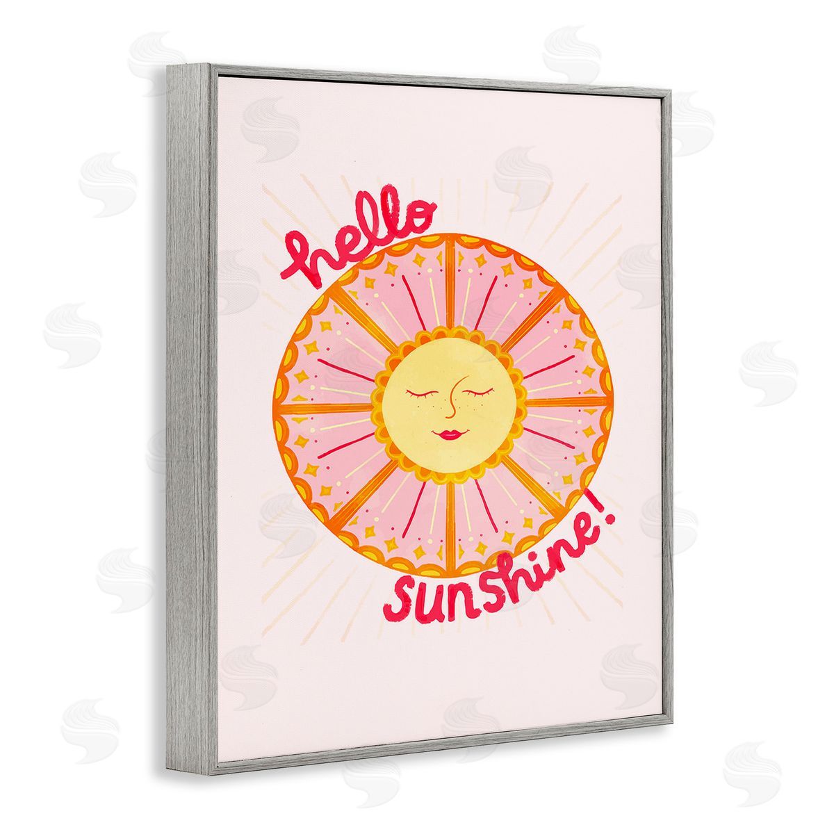 Glad You're Here Co. Geometric Hello Sunshine Gray Framed Giclee Wall Art Print