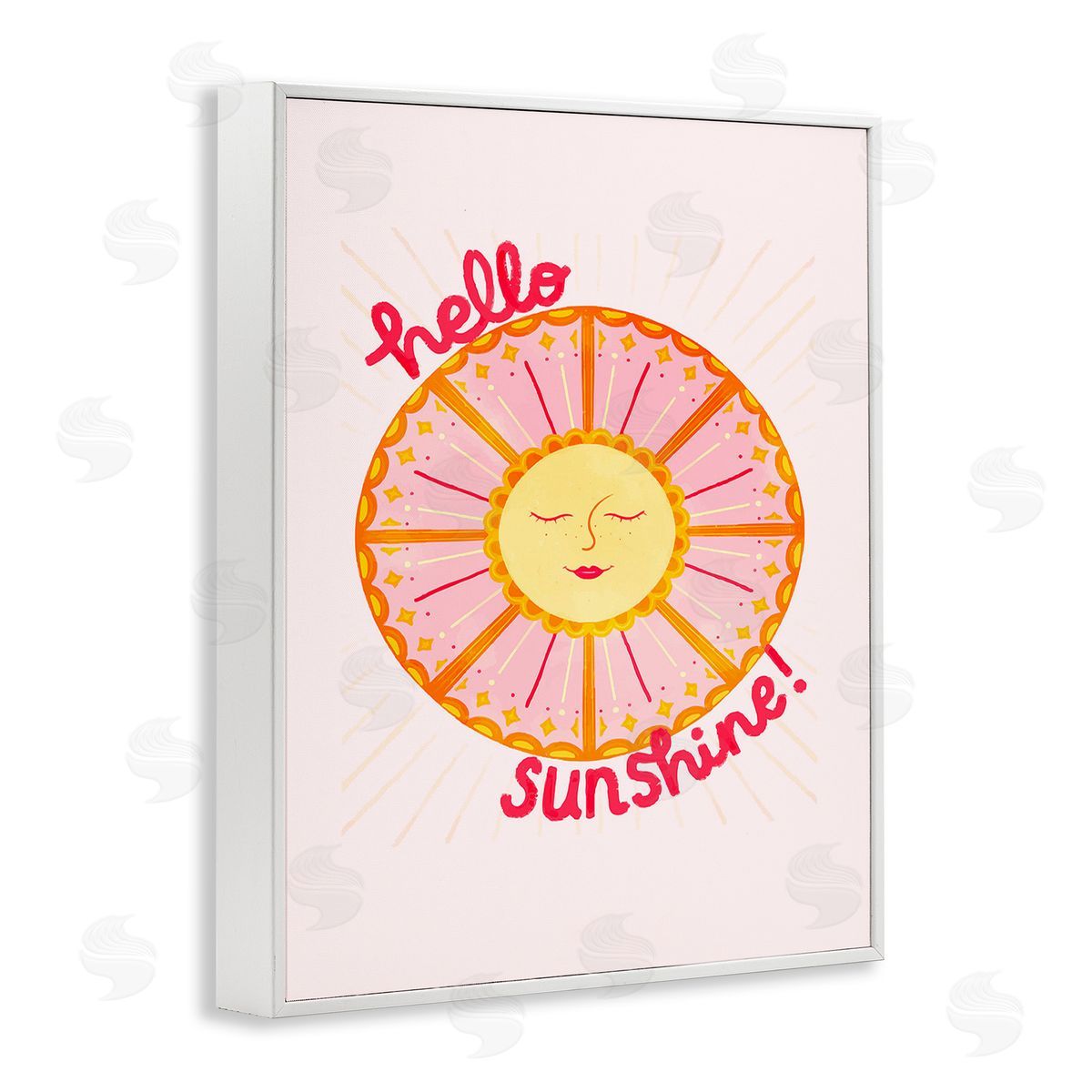 Glad You're Here Co. Geometric Hello Sunshine White Framed Giclee Wall Art Print