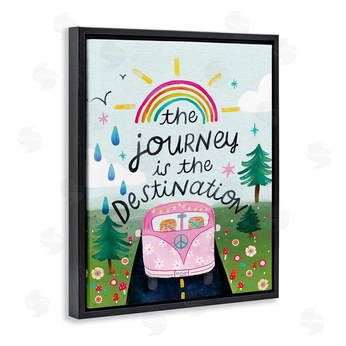 Glad You're Here Co. Journey Is The Destination Black Floating Frame Canvas Wall Art Print