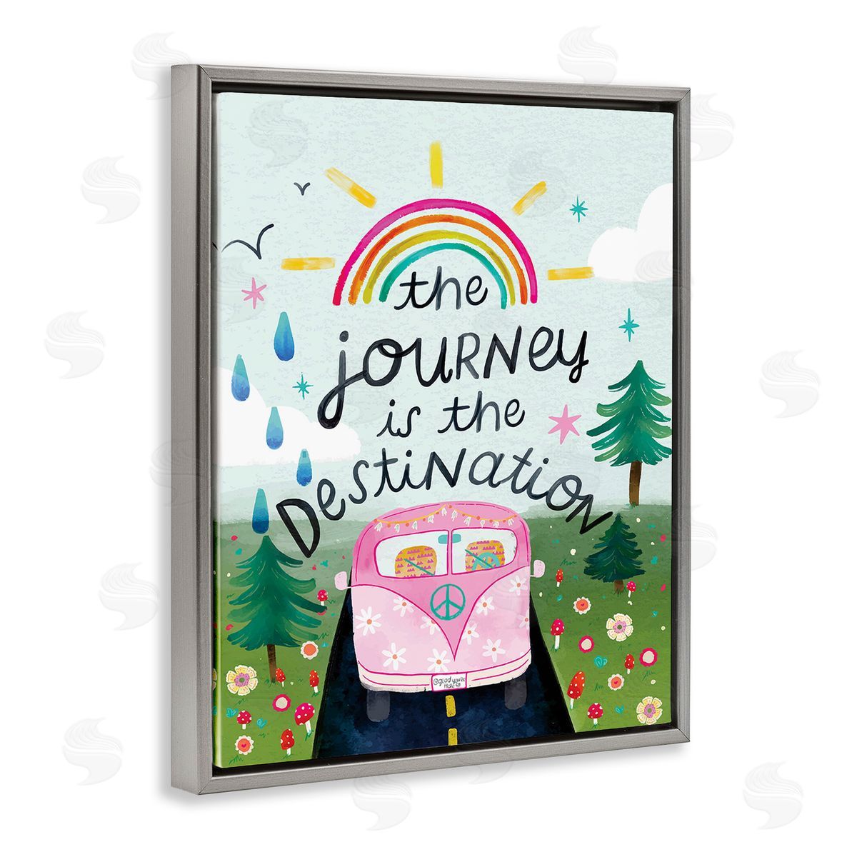 Glad You're Here Co. Journey Is The Destination Gray Floating Frame Canvas Wall Art Print